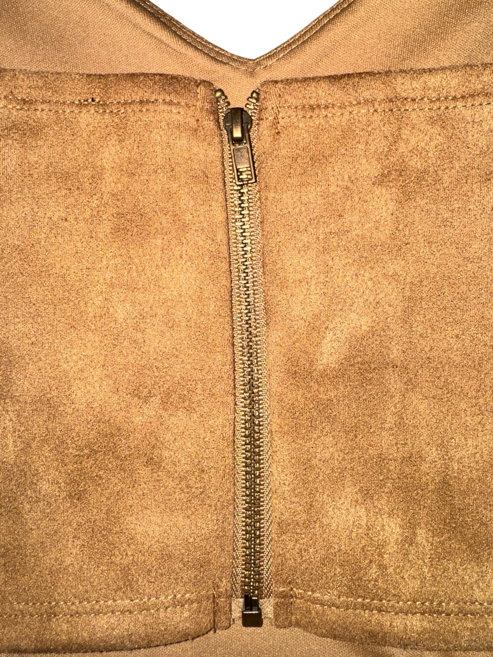 Forever 21 Tan Faux Suede Strapless Corset Crop Top, L - Picture 3 of 5